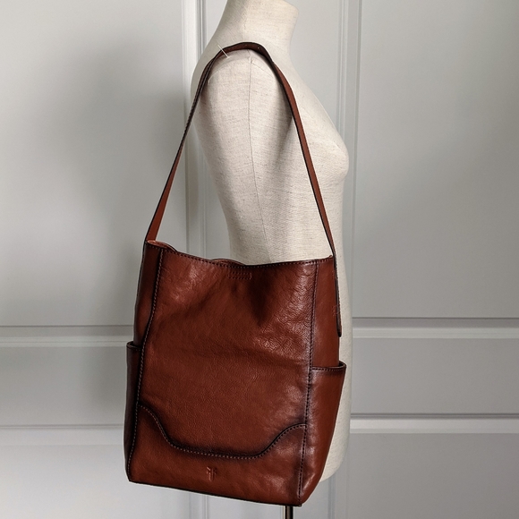 Frye Handbags - Frye Cognac Leather Side Pocket Hobo Tote NWT